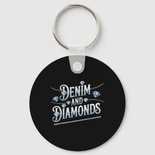 Denim und Diamonds trendige Mode Schlüsselanhänger