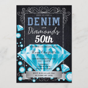 Denim und Diamonds zum Geburtstag Einladung