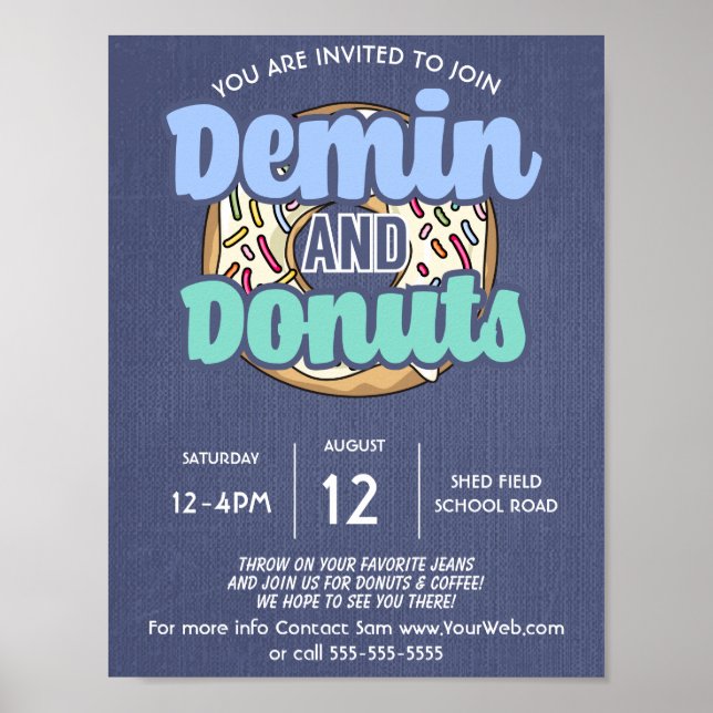 Denim und Donuts Schule PTO PTA Spendenaktion Poster (Vorne)