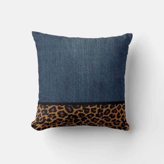 Denim und Leopard Kissen (Vorderseite)