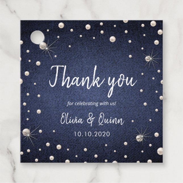 Denim und Pearls Favor Tag Geschenkanhänger (Vorderseite)