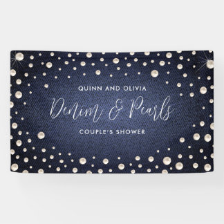 Denim- und Perlen-Party-Hintergrundbanner Banner