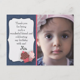 Denim und Pink Cupcakes Foto Geburtstag Vielen Dan Postkarte