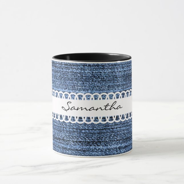 Denim und Ribbon Design Coffee Tasse (Zentrum)