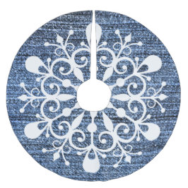 Denim und Snowflake Design Treppenhaus Polyester Weihnachtsbaumdecke