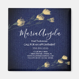 Denim und Wilde Blume Yellow Blue Salon Beauty Magnet