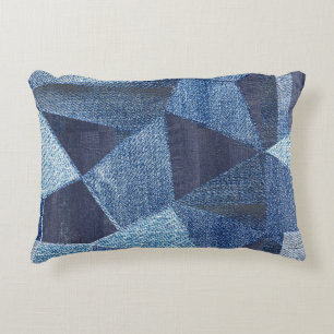 Denim Urban: Distressed Streifen-Patchwork. Dekokissen