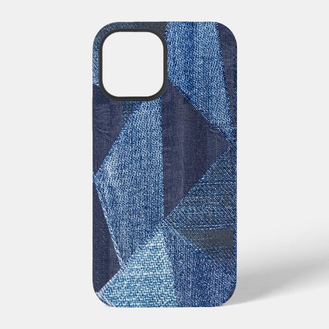 Denim Urban: Distressed Streifen-Patchwork. iPhone Hülle (Rückseite)