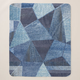 Denim Urban: Distressed Streifen-Patchwork. Sherpadecke
