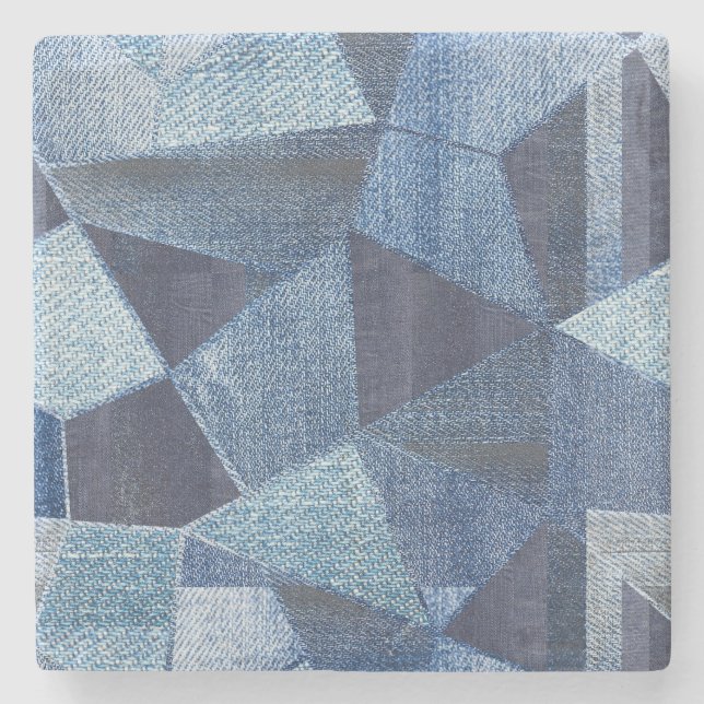 Denim Urban: Distressed Streifen-Patchwork. Steinuntersetzer (Vorderseite)