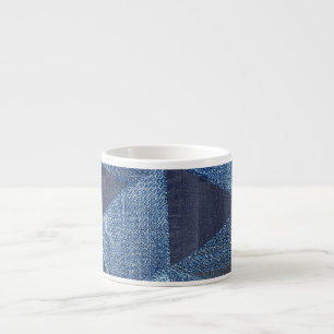 Denim Urban: Distressed Striped Patchwork. Espressotasse