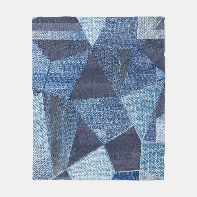 Denim Urban: Distressed Striped Patchwork. Fleecedecke (Vorderseite)