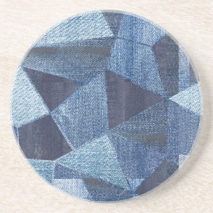 Denim Urban: Distressed Striped Patchwork. Getränkeuntersetzer