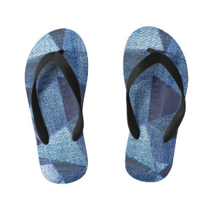 Denim Urban: Distressed Striped Patchwork. Kinderbadesandalen