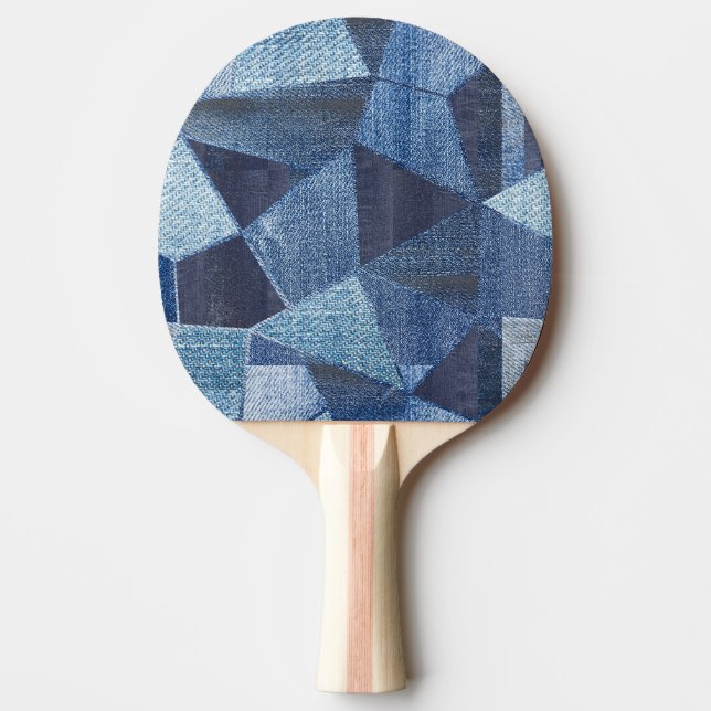 Denim Urban: Distressed Striped Patchwork. Tischtennis Schläger (Vorderseite)