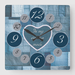 Denim Wanduhr für Nähliebhaber