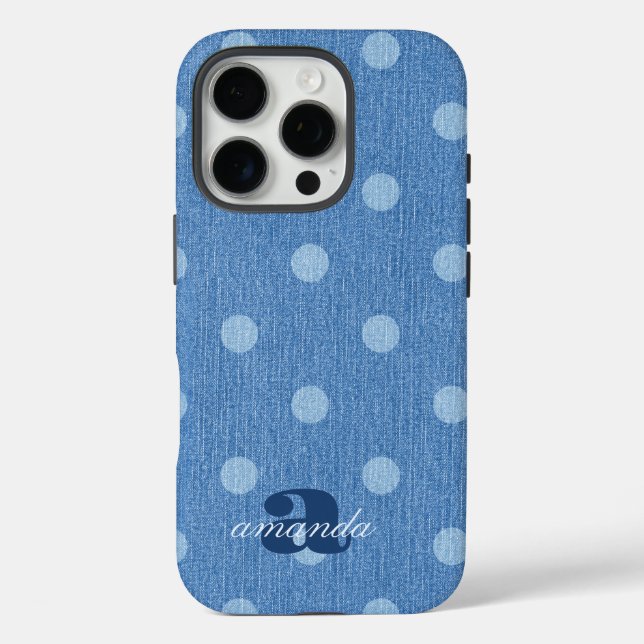 Denim Washed Polka Dot Case-Mate iPhone Hülle (Rückseite)