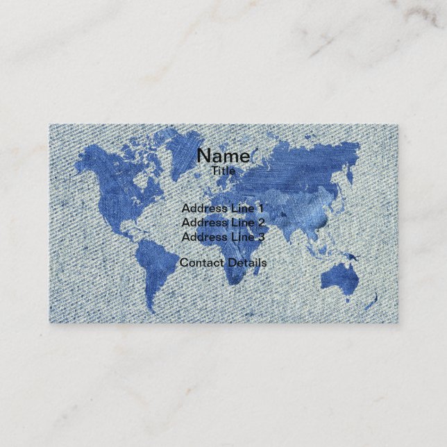 Denim-Weltkarte Visitenkarte (Vorderseite)