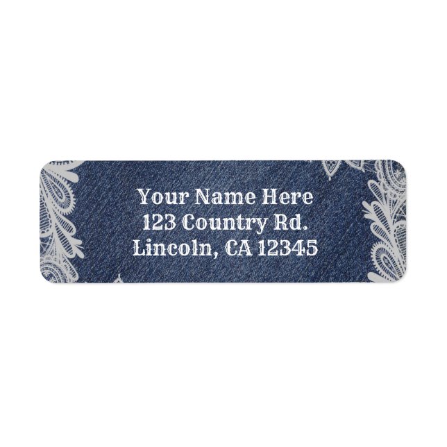 Denim & White Floral Lace Elegante Hochzeit (Vorne)