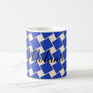 Denimblau und Antiquweiß Quadrate Kaffeetasse