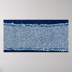 Denimblaue Jeansstoffrahmen. Gebleichter Denimstof Poster