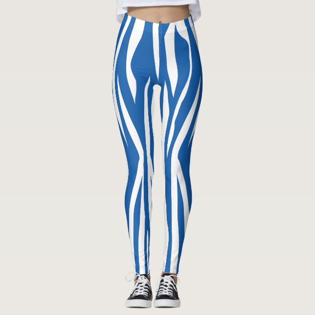 Denimblauer Zebra-Druck Leggings (Vorderseite)