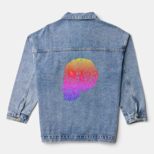 Denimjacke mit Totenkopf-Muster in Sonnenuntergang Jeansjacke