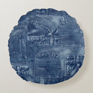 Denimmaterial, Rundes Kissen