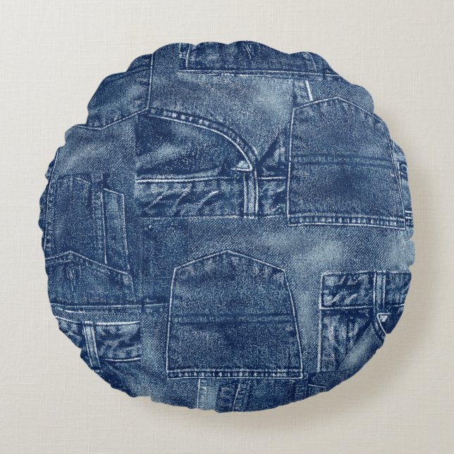 Denimmaterial, Rundes Kissen (Vorderseite)