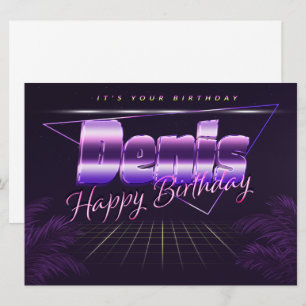 Denis Name Vorname lila retro Karte Geburtstag