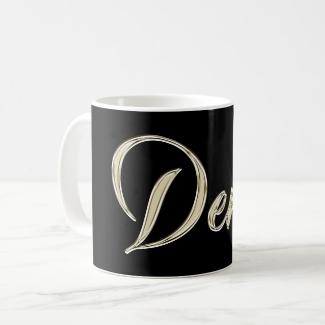 Denis Name whitegold Tasse Teetasse Kaffeetasse (Vorderseite Links)