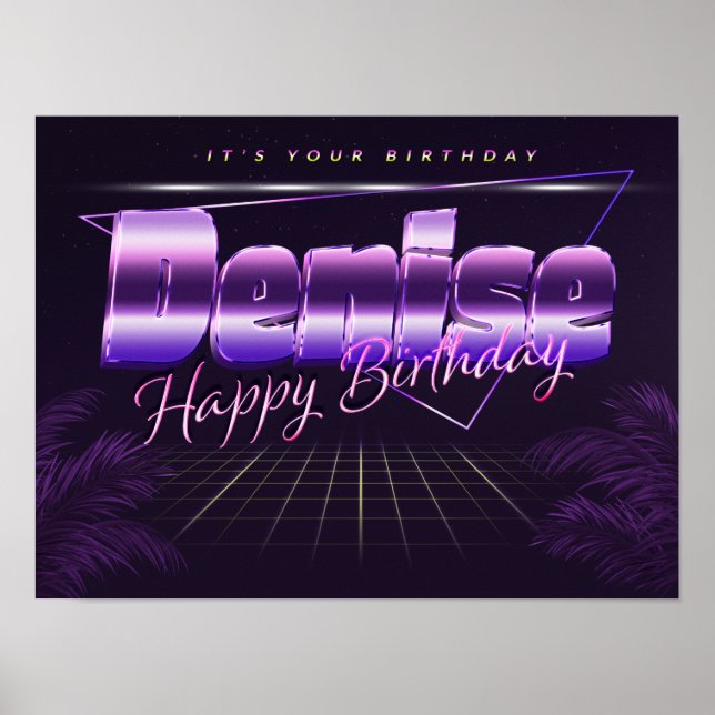 Denise Name Vorname lila retro Poster Geburtstag (Vorne)