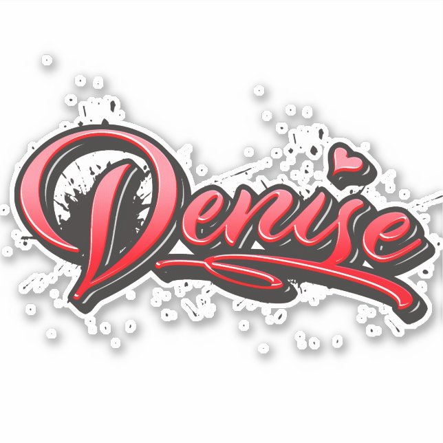 Denise red Heart Graffiti Aufkleber Sticker (Vorderseite)