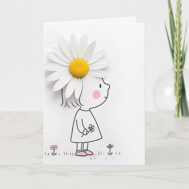 Denk an Dich Gänseblümchen Haar Karte (Vorderseite)