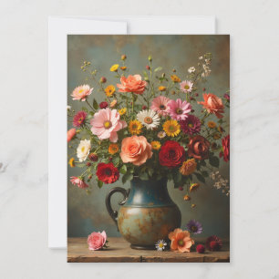 Denk an Dich Helle Blumen in der Vase Flat Karte
