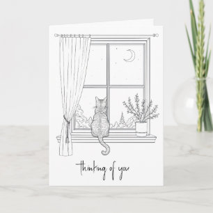Denk an Dich Katze im Fenster  Karte