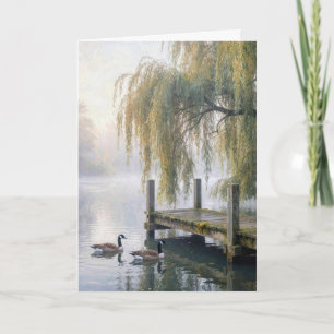Denk an dich Seebrücke mit Gänsen Karte