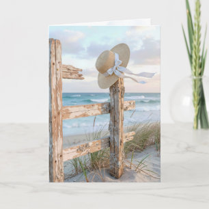 Denk an Dich Sonnenhut auf einem Strandzaun Karte