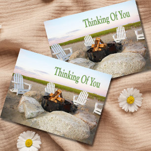 Denk an Dich Strandlagerfeuer Postkarte