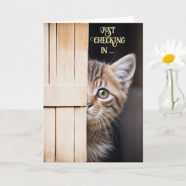 Denk an Dich Süße Süße Schüchterne Kitty Spaß Karte (Kleine Pflanze)