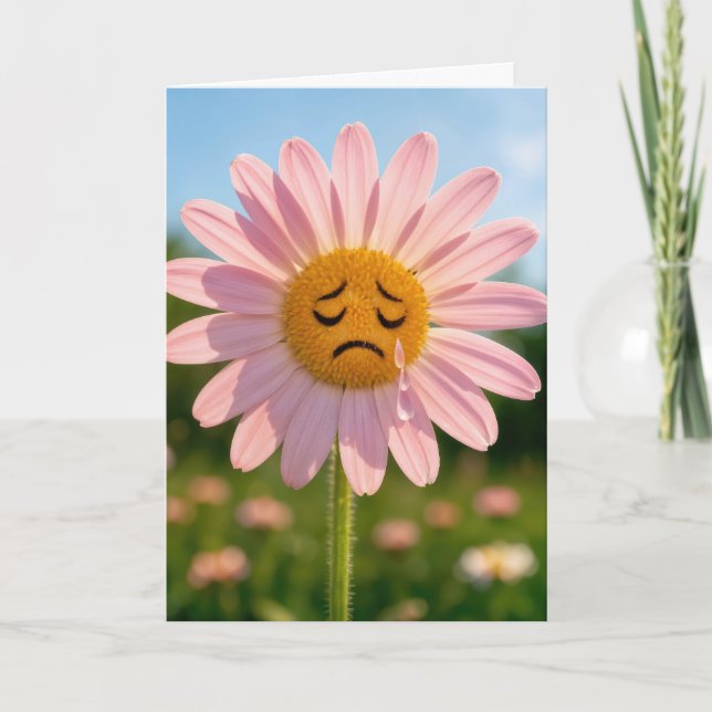 Denk an dich Tränennasse rosa Daisy Karte (Vorderseite)