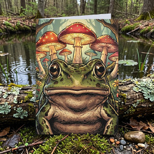 Denk an dich   Vintage Cottagecore Frosch Karte