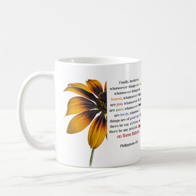 Denke an diese Dinge Kaffeetasse (Links)