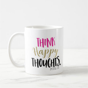 DENKE AN GLÜCKLICHE GEDANKEN Rosa Gold personalisi Tasse