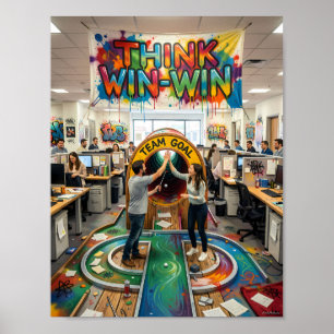 Denke an Win-Win Kreativ-Team-Zielplakat Poster