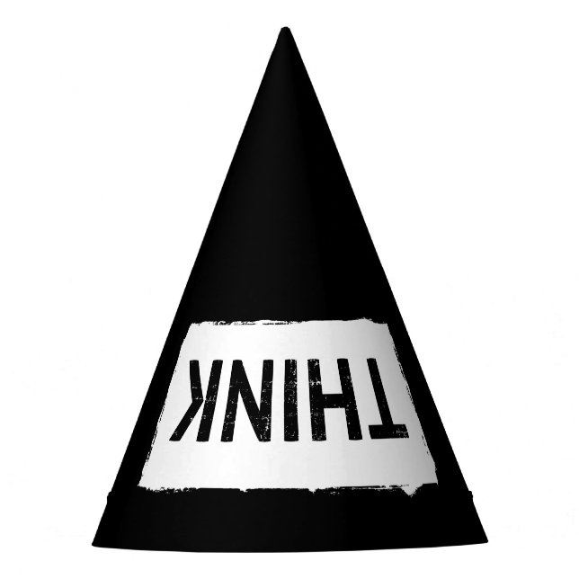 DENKE einfach ... Funny Dumb Nerdy Stupid Typograf Partyhütchen (Vorderseite)