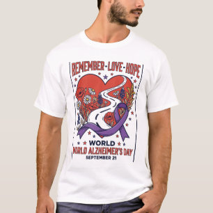 Denke Liebe Hoffnung Straße Herz Lila Band T-Shirt
