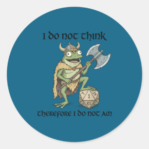 Denke nicht, also bin ich nicht lustiger Frosch Wi Runder Aufkleber