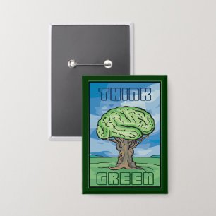 Denke ökologisch Brain Button