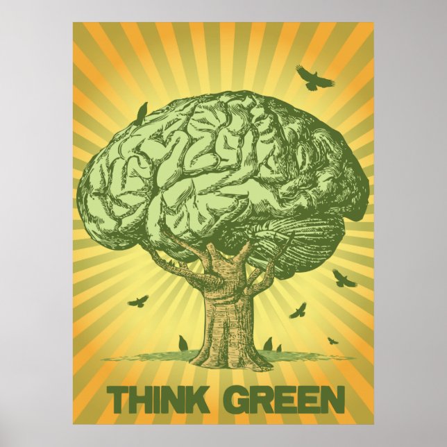 Denke ökologisch Brain Tree Poster (Vorne)